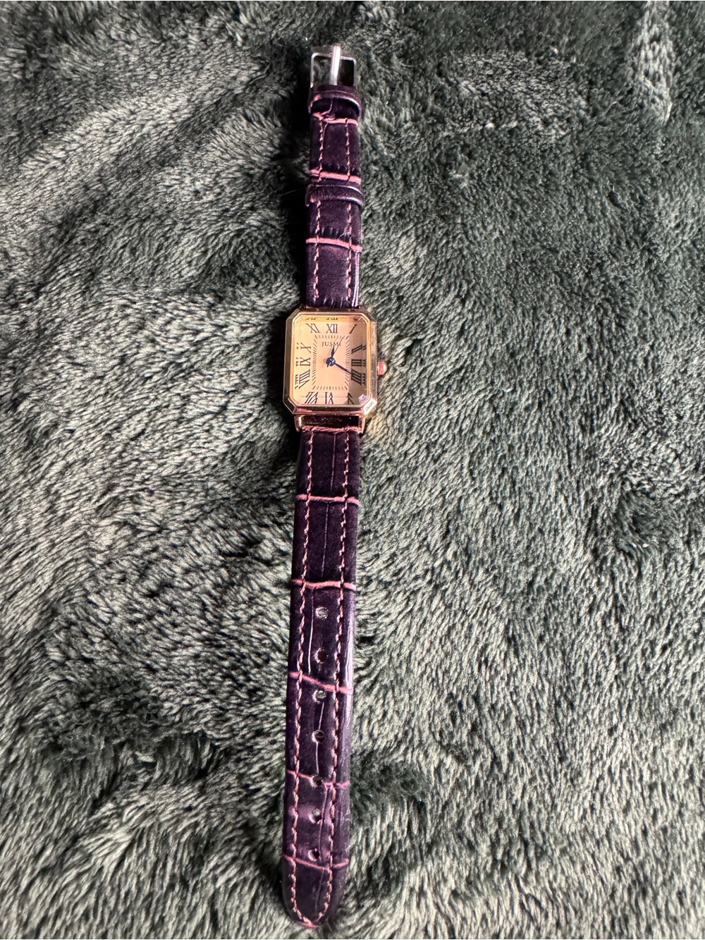 Classic Women's Purple Leather Strap Watch